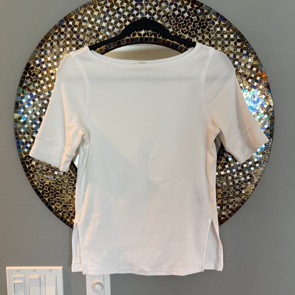 NWOT Madewell Elbow-Sleeve Boatneck Tee White (size small) - Picture 1 of 4